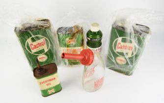 Selection of motoring maintenance items - To include 3 x Vintage motor Castrol oil cans,