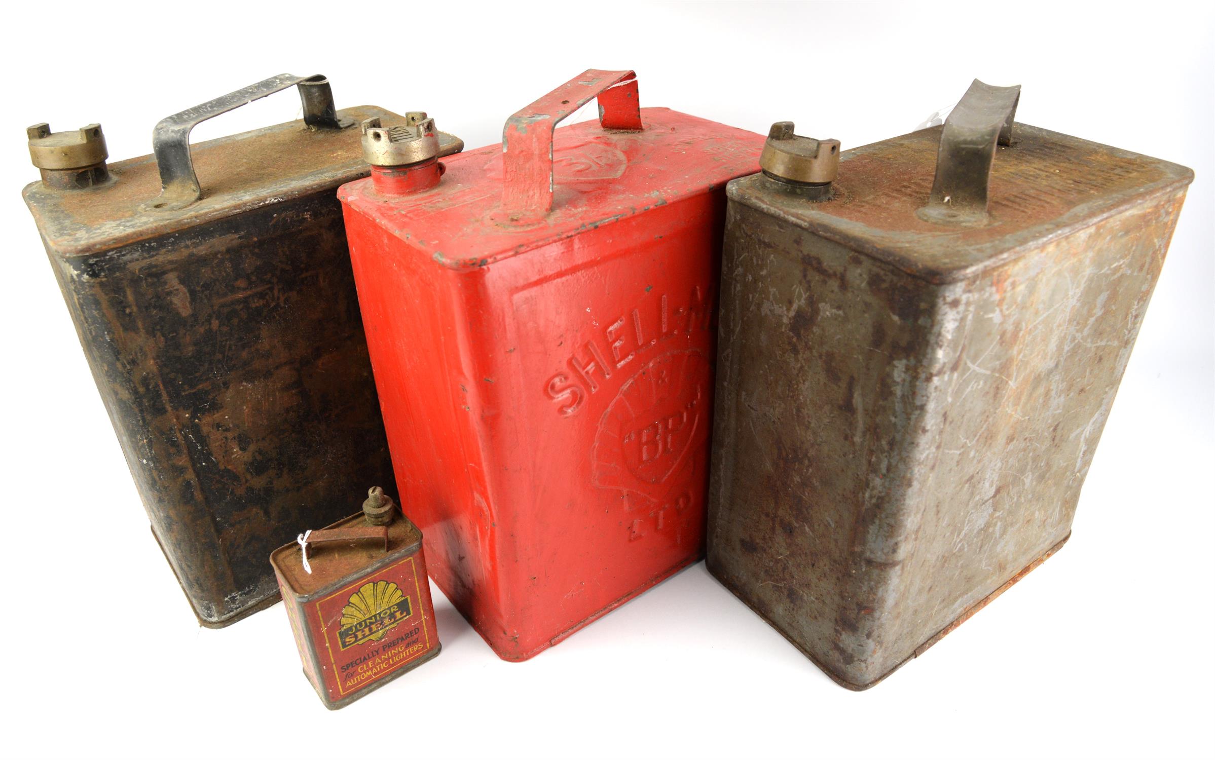 Three Vintage Petrol Cans - To include Shell-Mex BP red can and two others (H28cm),