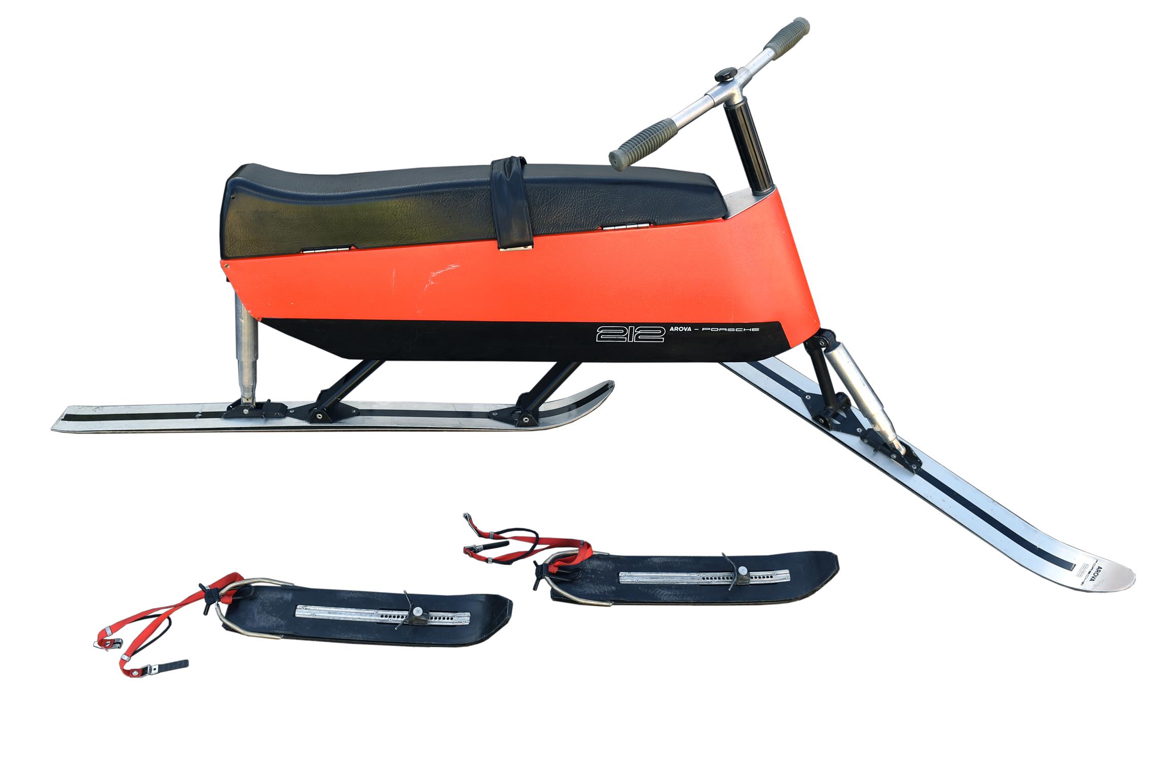 Red Arova-Porsche 212 Skibob - Manufactured in 1970 with the specific dimensions to fit into the