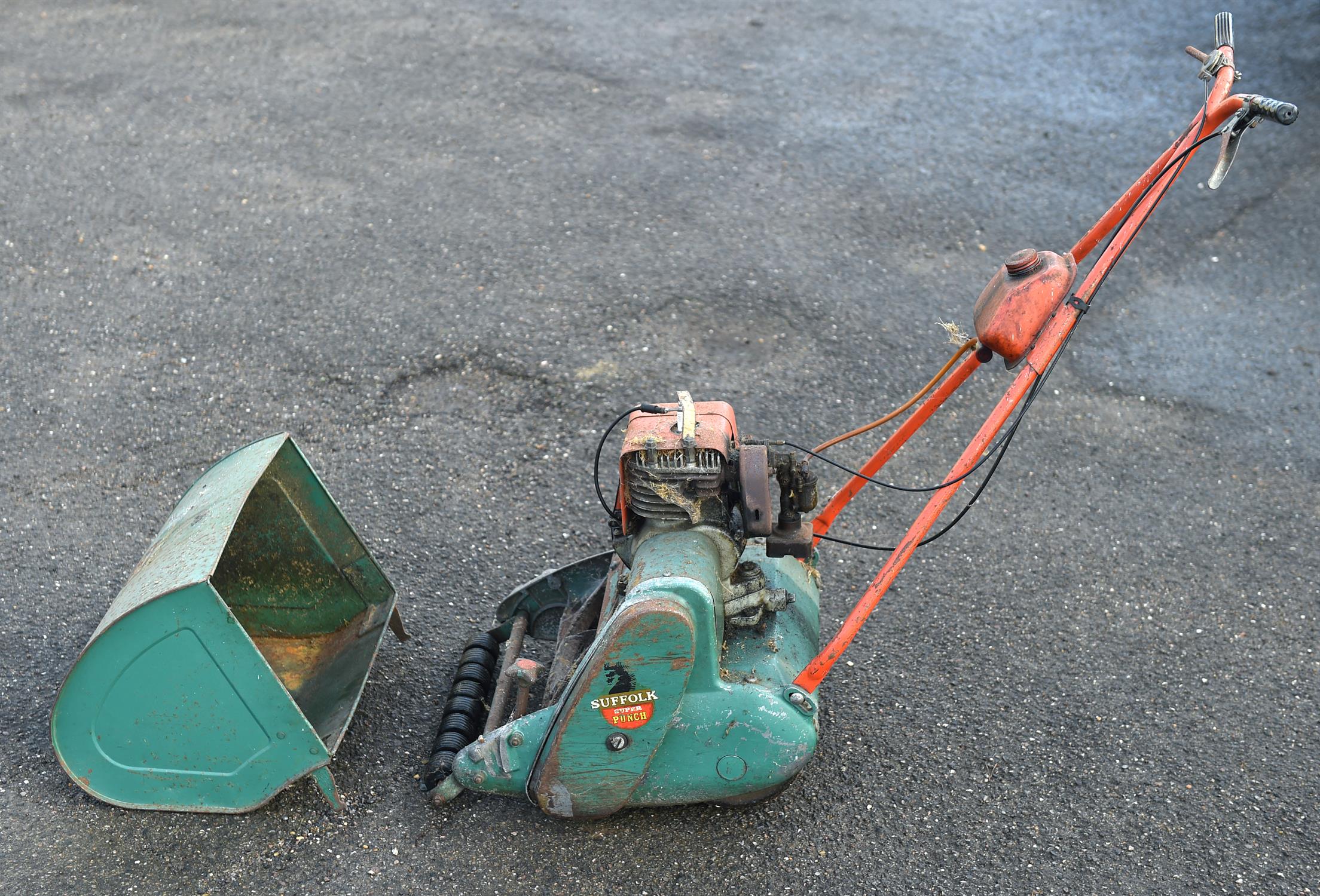 Suffolk punch cylinder Mower comes from a deceased estate. Please note this lot has the standard