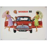 BMC Morris 850 Mini Car poster - This dealership promo showing the iconic red mini and the imagery