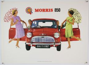 BMC Morris 850 Mini Car poster - This dealership promo showing the iconic red mini and the imagery