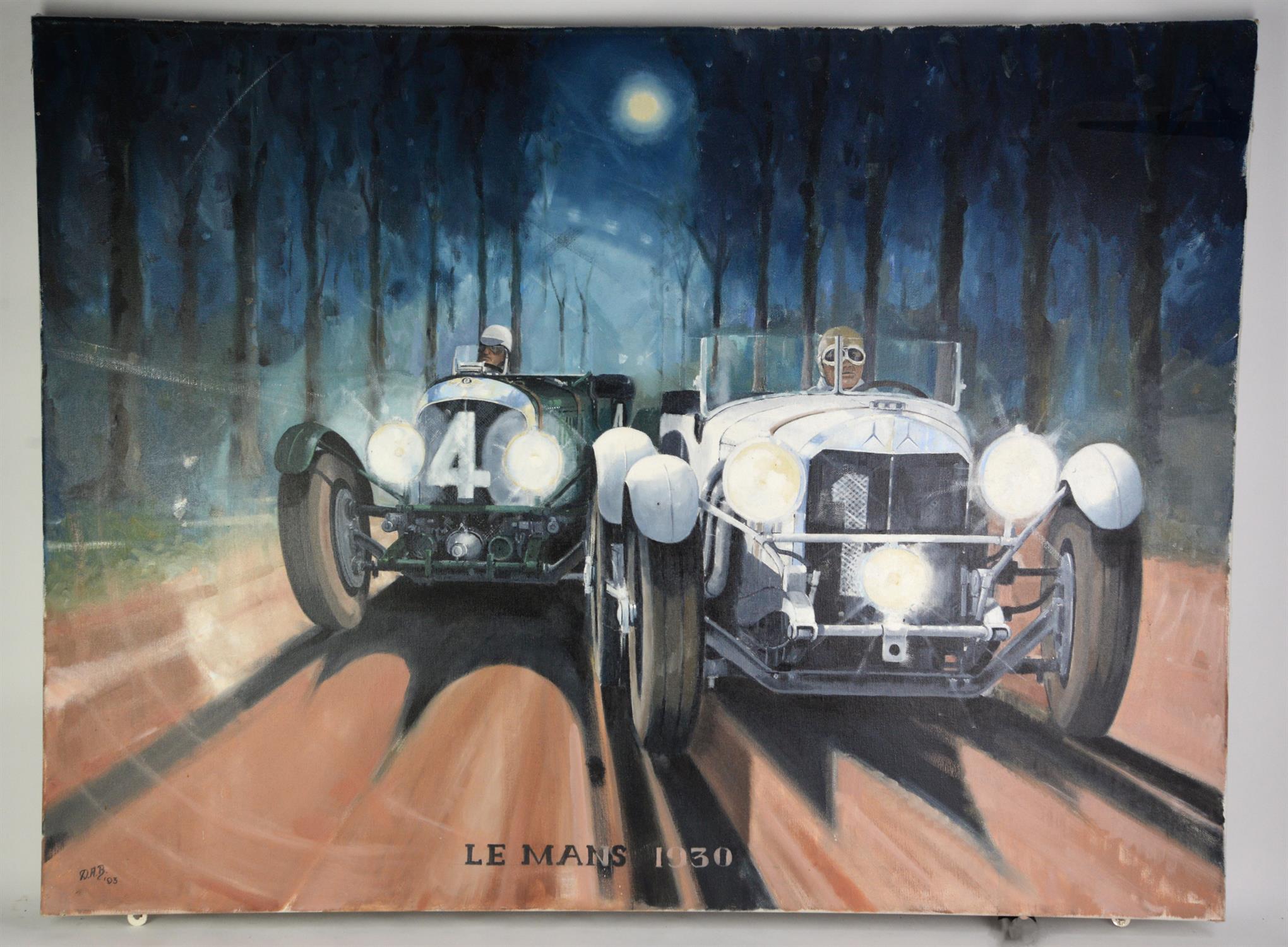 Dereck Anthony Brooks, Le Mans 1930, oil on canvas, unframed, signed and dated 93, 75 x 100cm.