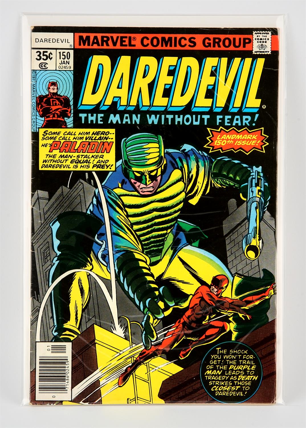 Marvel Comics: Daredevil No. 150 featuring the 1st appearance of Paladin (1977). Featuring the 1st
