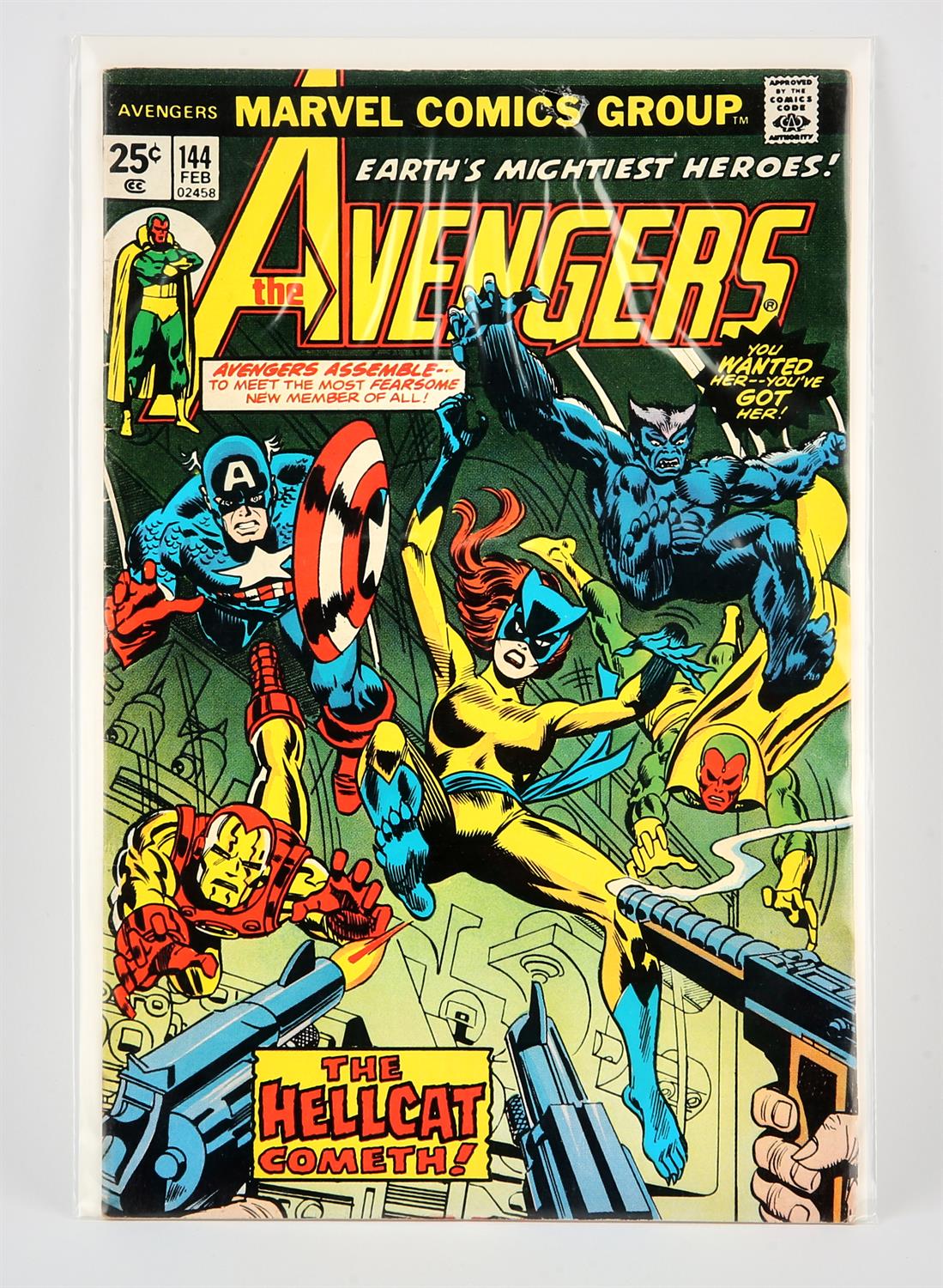 Marvel Comics: Avengers No. 144 featuring the 1st appearance of Hellcat (1973). This issue also