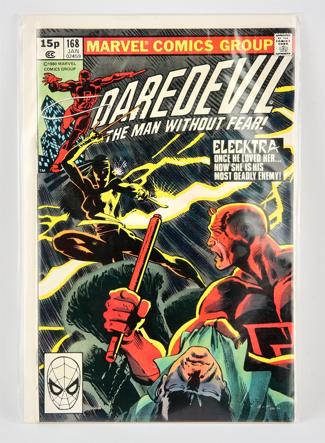 Marvel Comics: Daredevil No. 168 featuring the 1st appearance of Elektra (1980). Featuring the 1st
