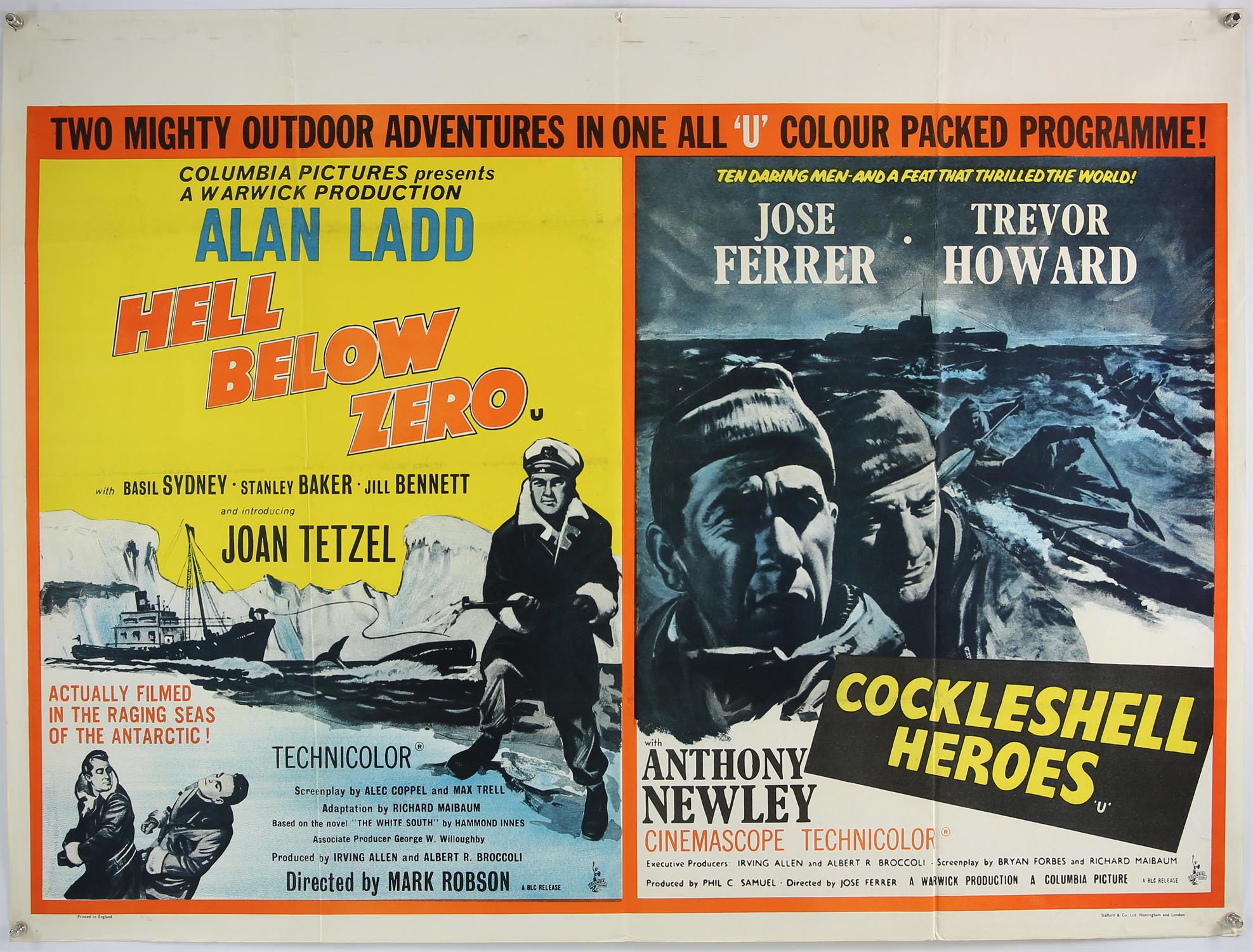 Four British Quad film posters for The Heroes of Telemark, Tora Tora Tora, Tobruk and Hell Below - Image 2 of 3