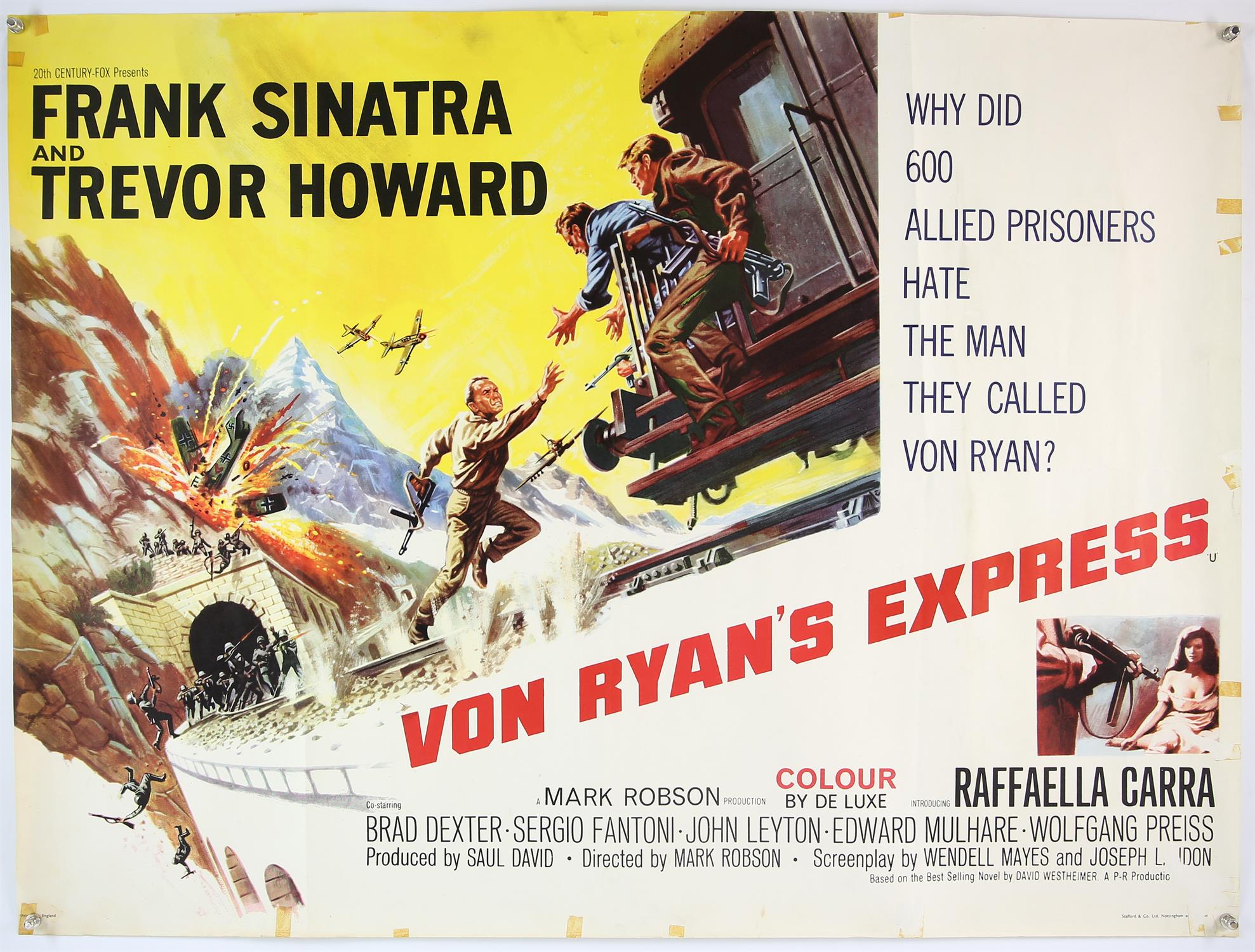 Von Ryan's Express (1965) British Quad film poster, folded, 30 x 40 inches.