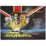 Five War-themed British Quad film posters including The Sea Wolves (1980), artwork by Arnaldo Putzu,