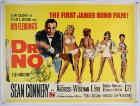 James Bond Dr. No (1962) British Quad film poster for the first James Bond film, illustration by