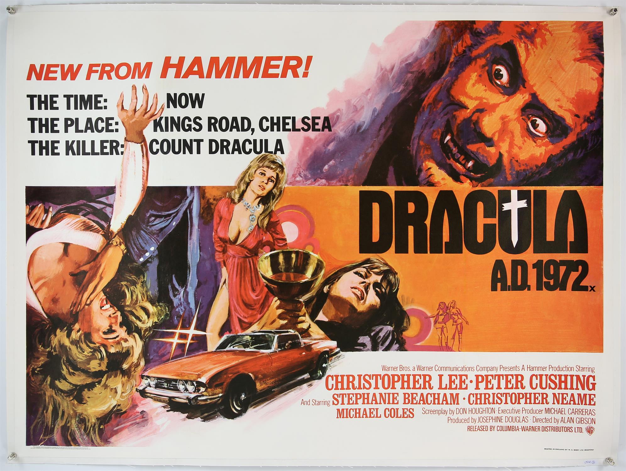 Dracula A.D. 1972 (1972) British Quad film poster, starring Peter Cushing & Christopher Lee,