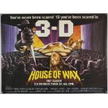 House Of Wax 3-D (1982) British Quad film poster, Horror starring Vincent Price, rolled,