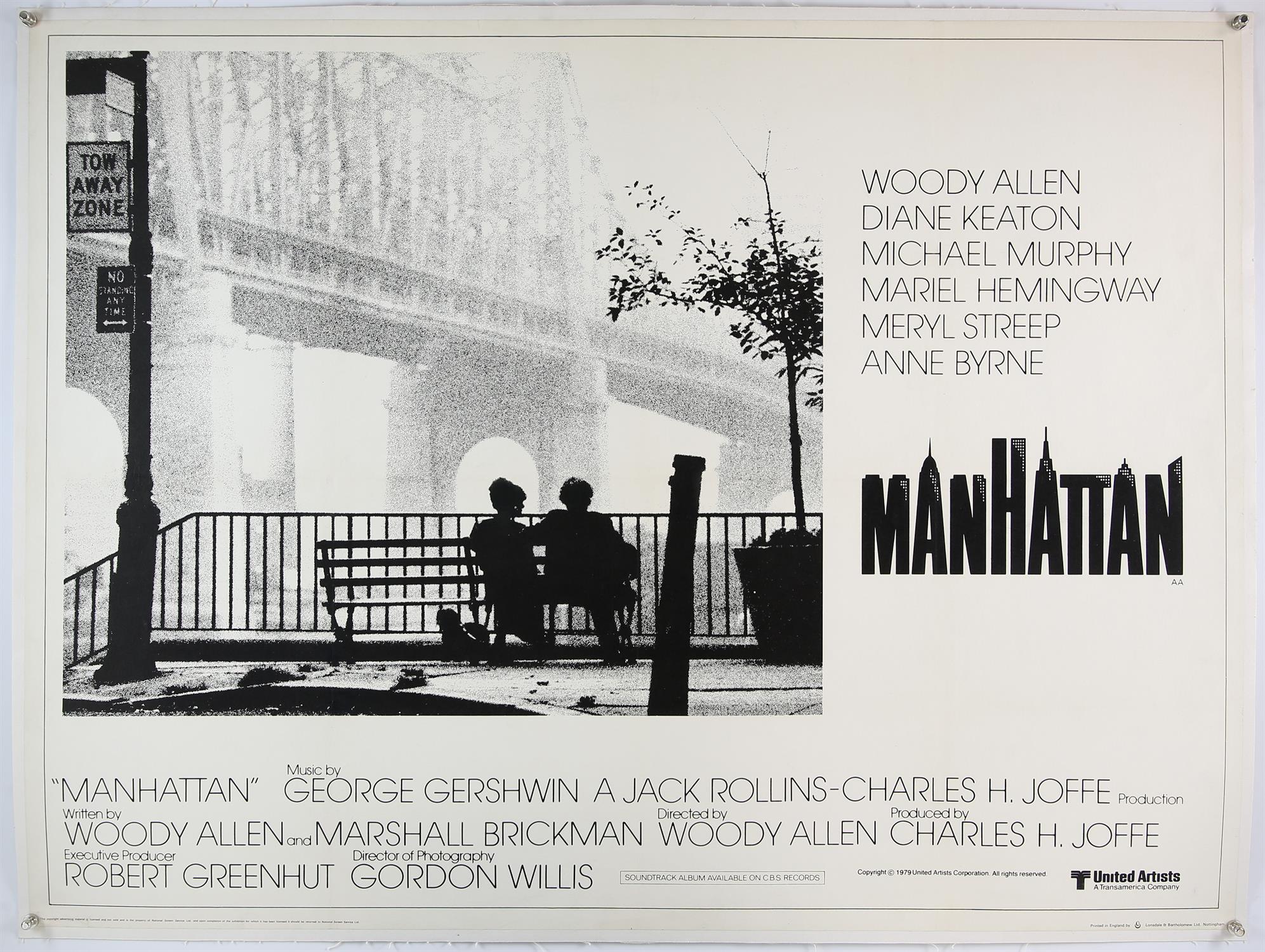 Manhattan (1979) British Quad film poster, linen backed, 30 x 40 inches.