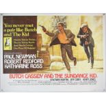 Butch Cassidy And The Sundance Kid (1969) British Quad film poster, artwork by Tom Beauvais, folded,