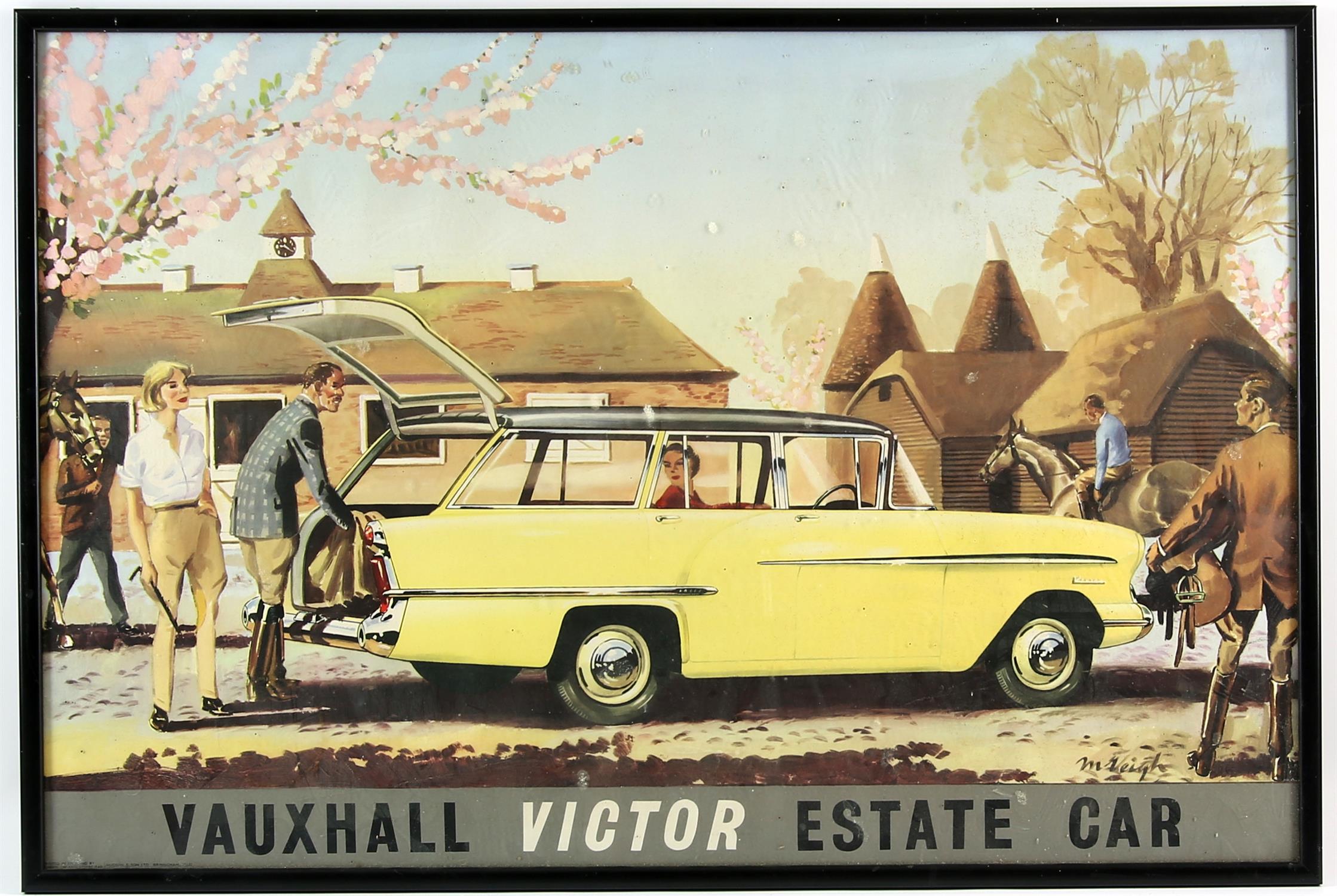 Vauxhall Victor Estate c1960 original factory poster, by McVeigh, framed and glazed,