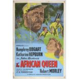 The African Queen (R-1950's) UK One Sheet film poster, starring Humphrey Bogart and Katherine