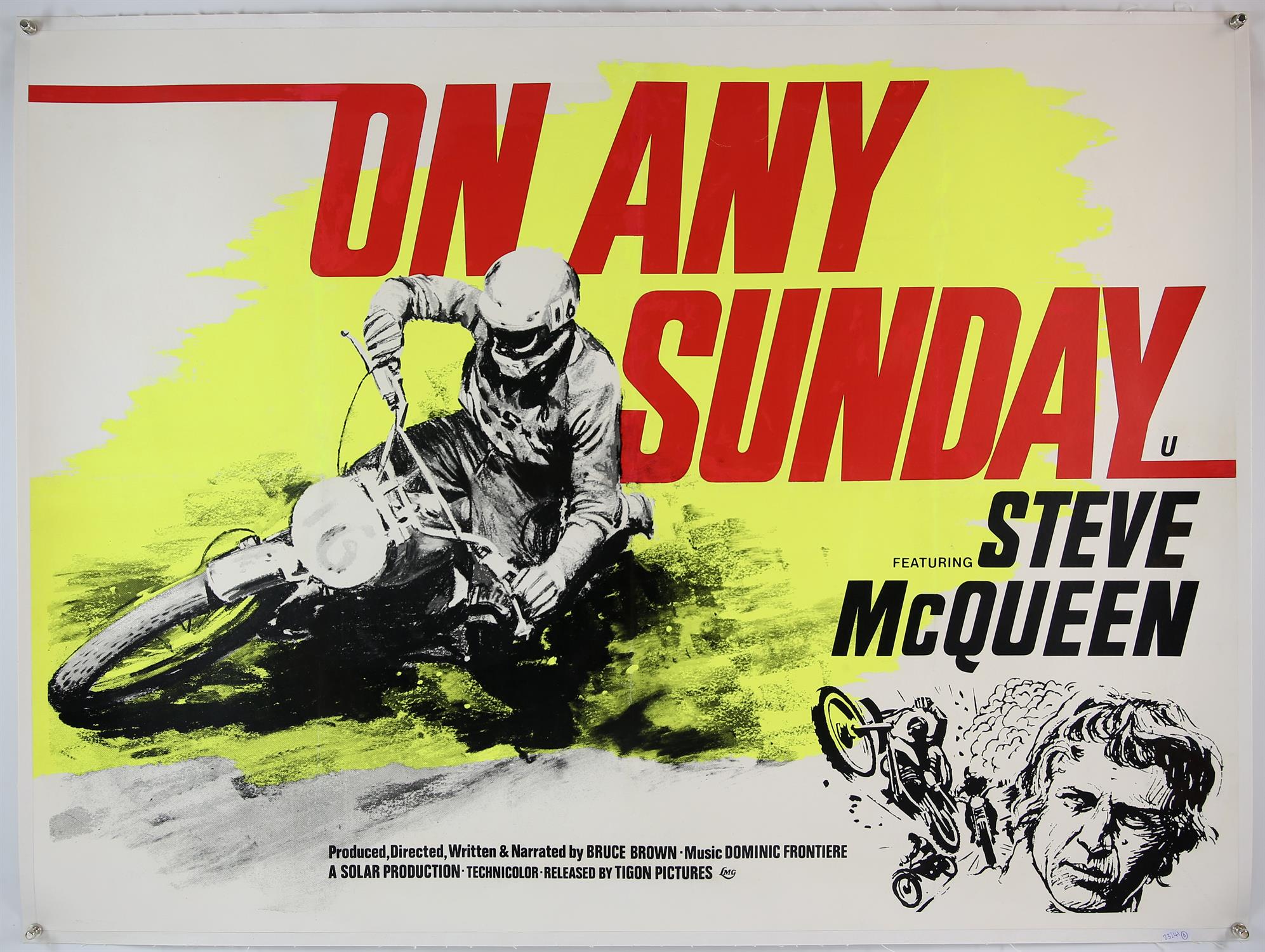 On Any Sunday (1971) British Quad film poster, starring Steve McQueen, linen backed, 30 x 40 inches.