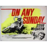 On Any Sunday (1971) British Quad film poster, starring Steve McQueen, linen backed, 30 x 40 inches.