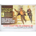 Butch Cassidy And The Sundance Kid (1969) British Quad film poster, artwork by Tom Beauvais, folded,