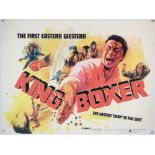 Five Martial Arts film posters including British Quads for King Boxer (1972), artwork by Tom