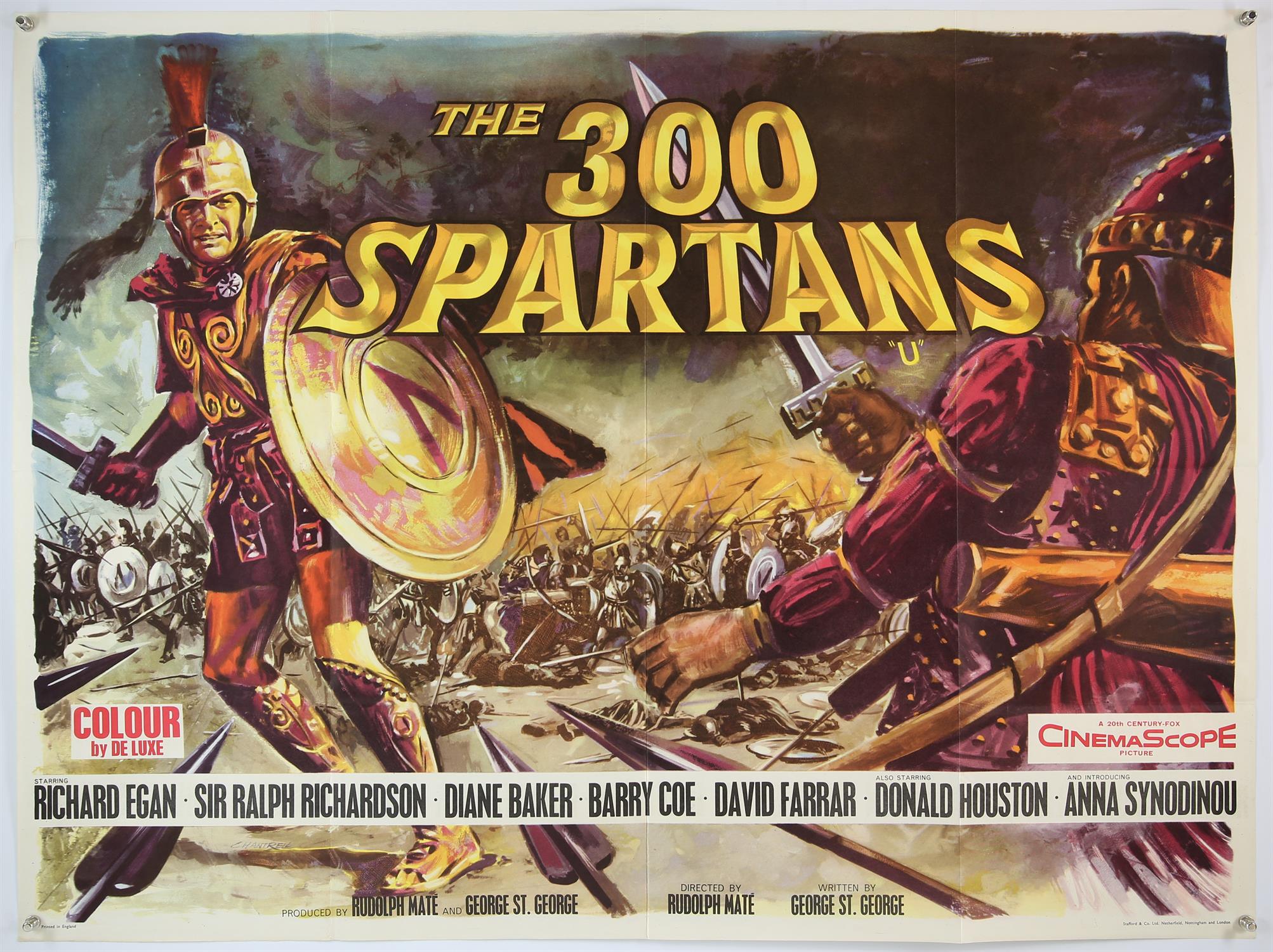 The 300 Spartans (1962) British Quad film poster, artwork by Tom Chantrell, 20th Century Fox,