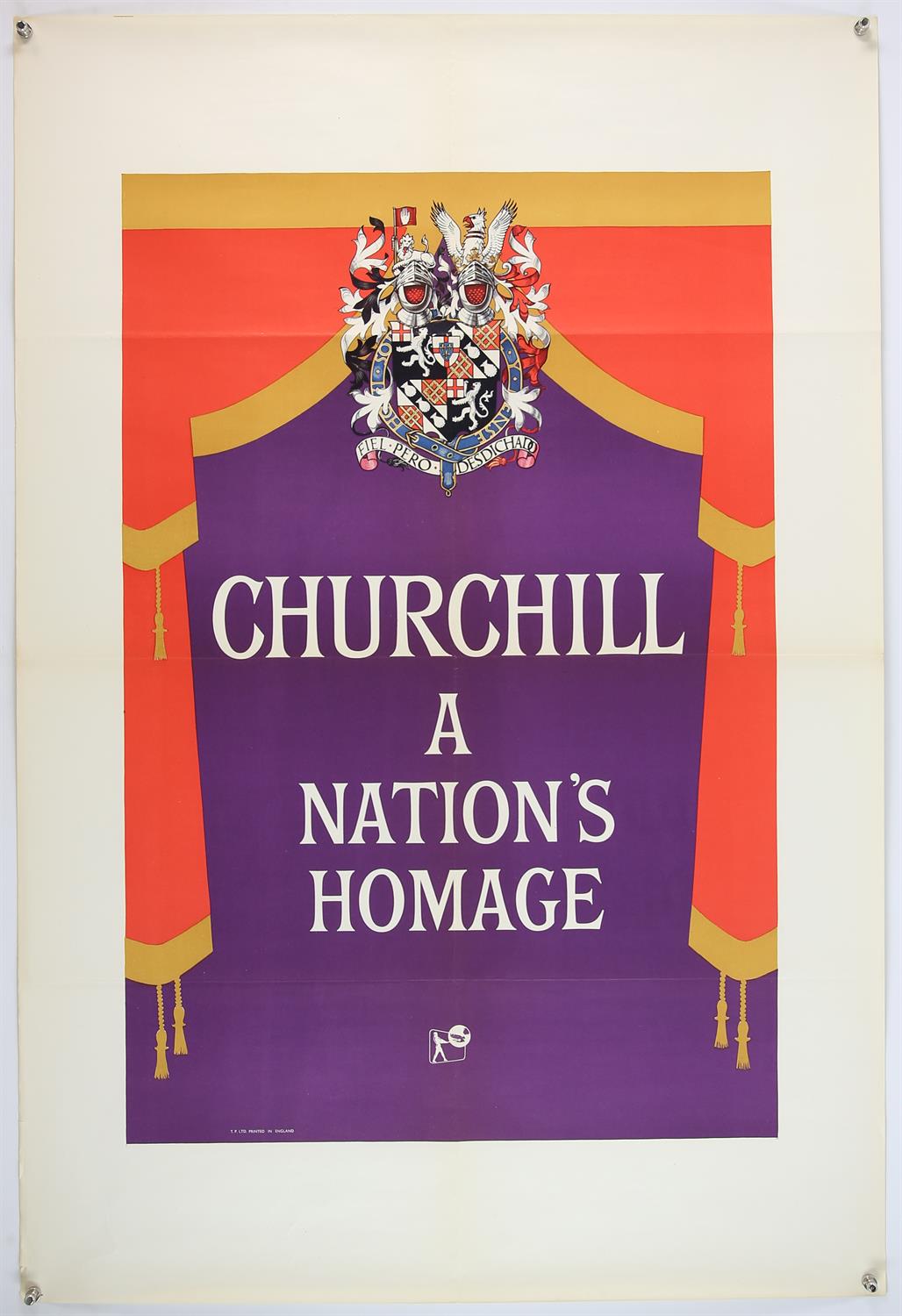 Churchill: A Nation's Homage (1965) One sheet movie poster, folded, 27 x 41 inches.