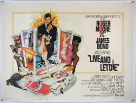 James Bond Live And Let Die (1973) British Quad film poster, starring Roger Moore, linen backed,