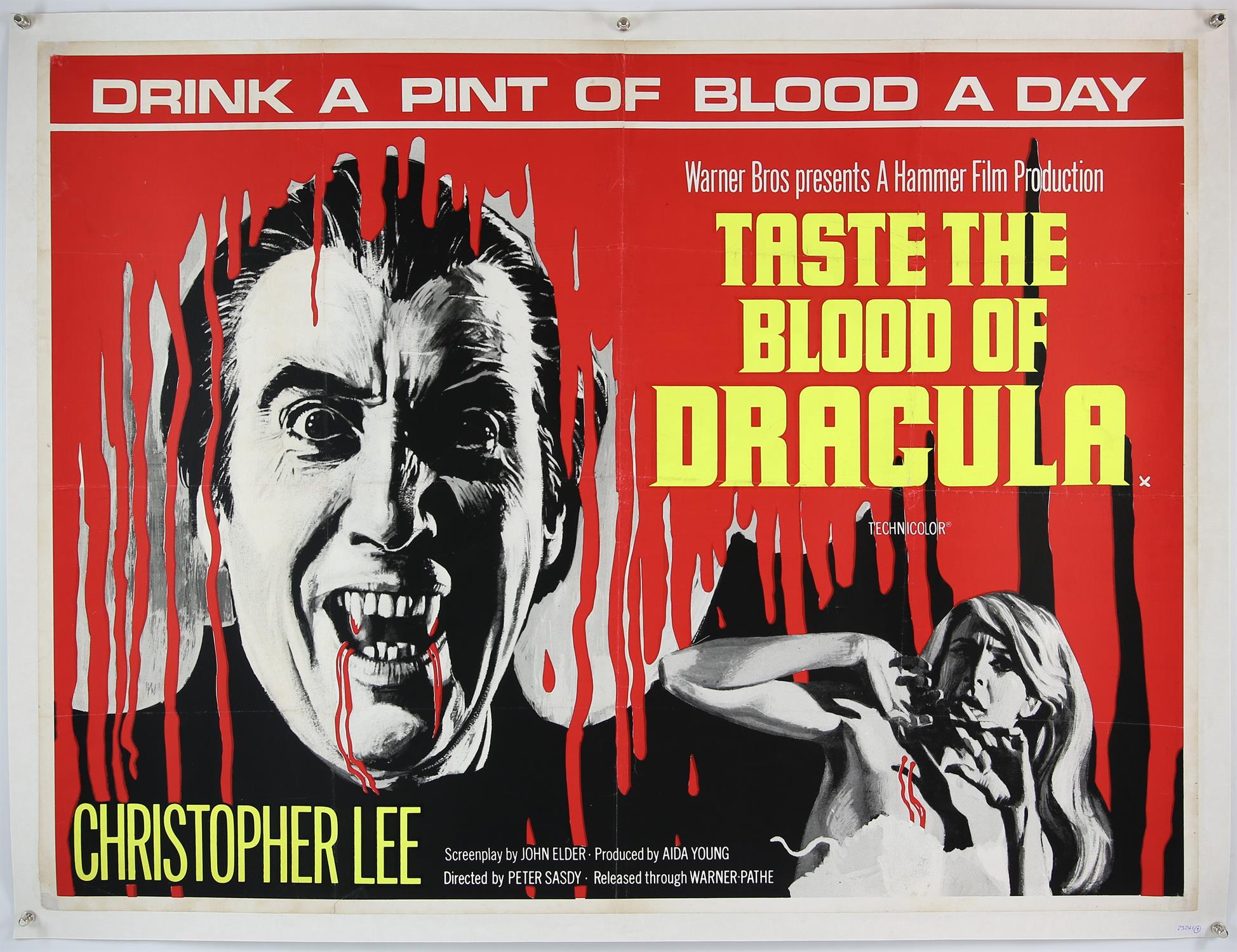 Taste the Blood of Dracula (1969) British Quad film poster, starring Christopher Lee, Hammer Horror,