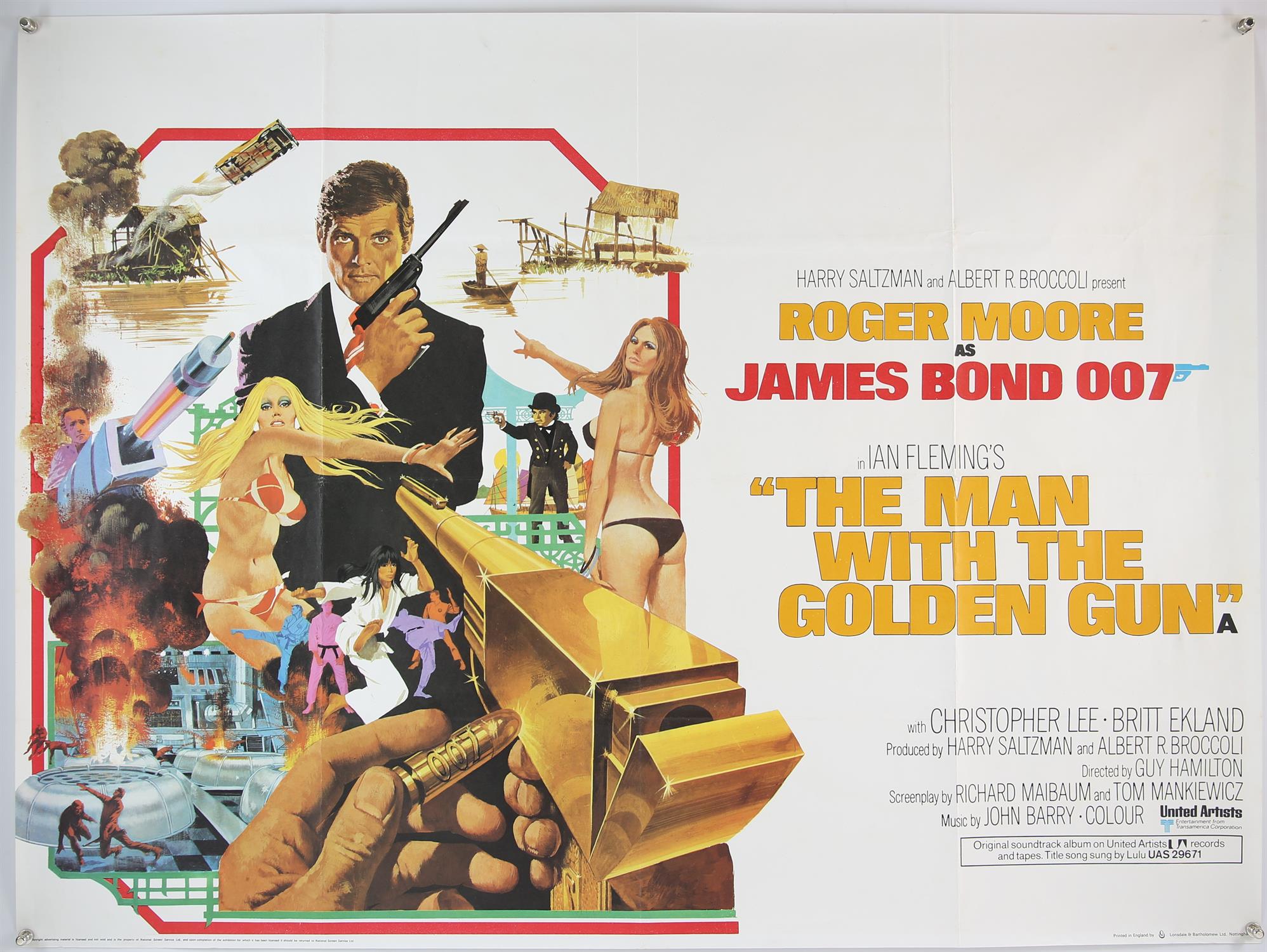 James Bond The Man With the Golden Gun (1974) British Quad film poster, starring Roger Moore and