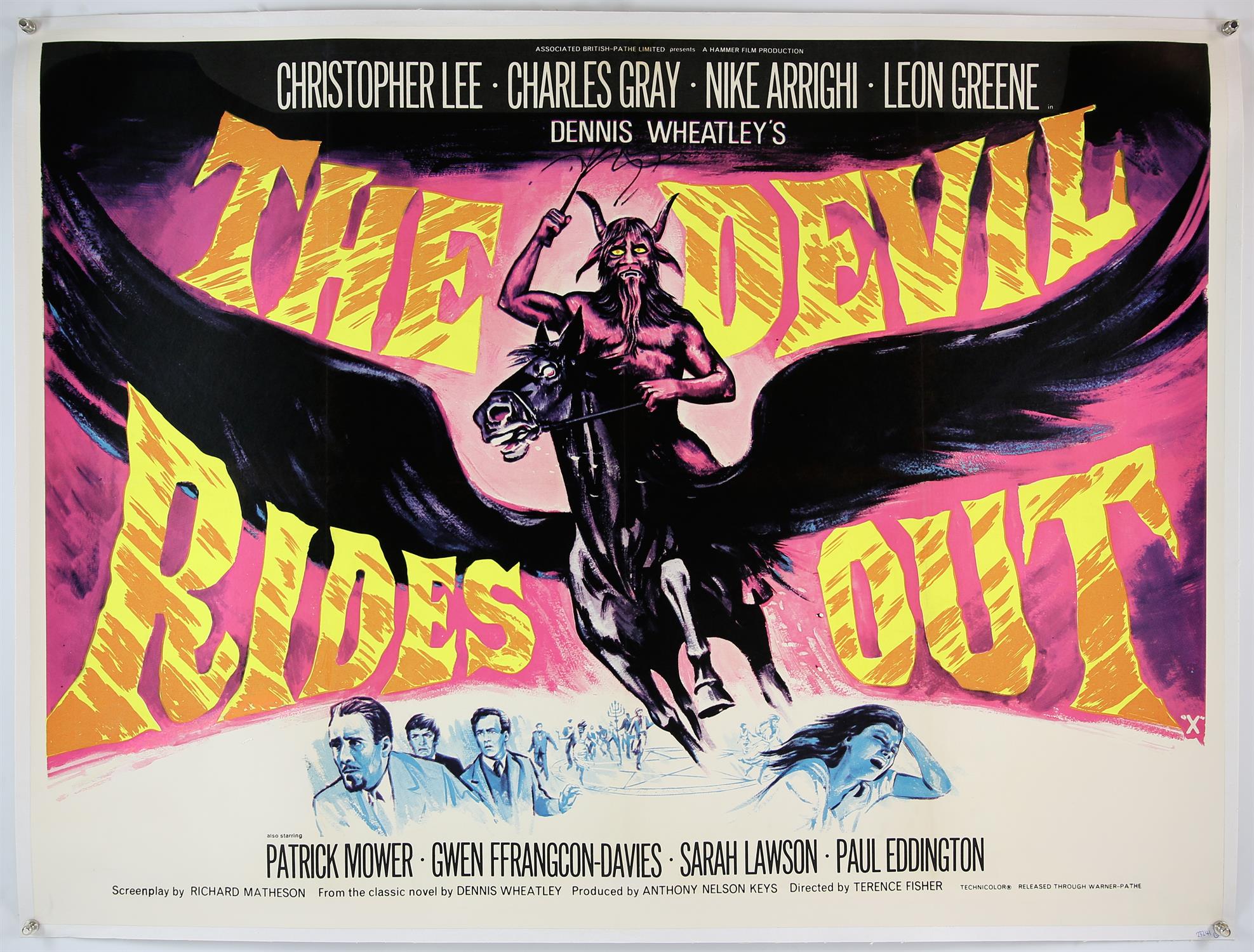 The Devil Rides Out (1968) British Quad film poster, Hammer Film Production starring Christopher