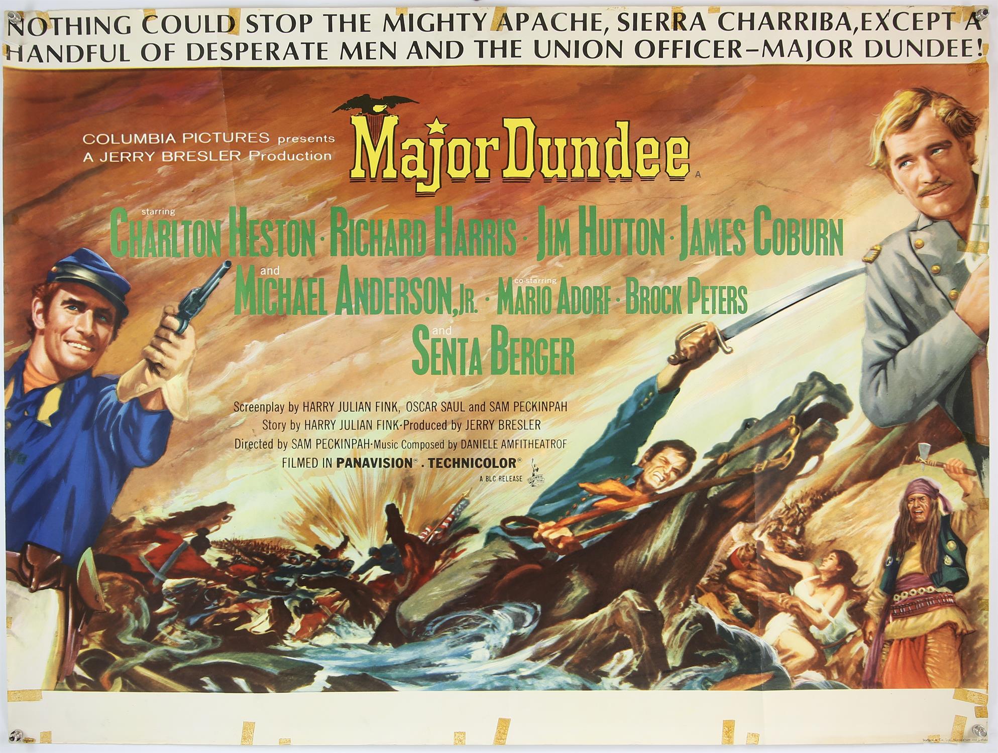 Three British Quad film posters, The Train, Rio Conchos, and Major Dundee, rolled, - Image 2 of 3