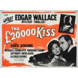 The £20,000 Kiss (1962) British Quad film poster, Edgar Wallace movie, folded, 30 x 40 inches.