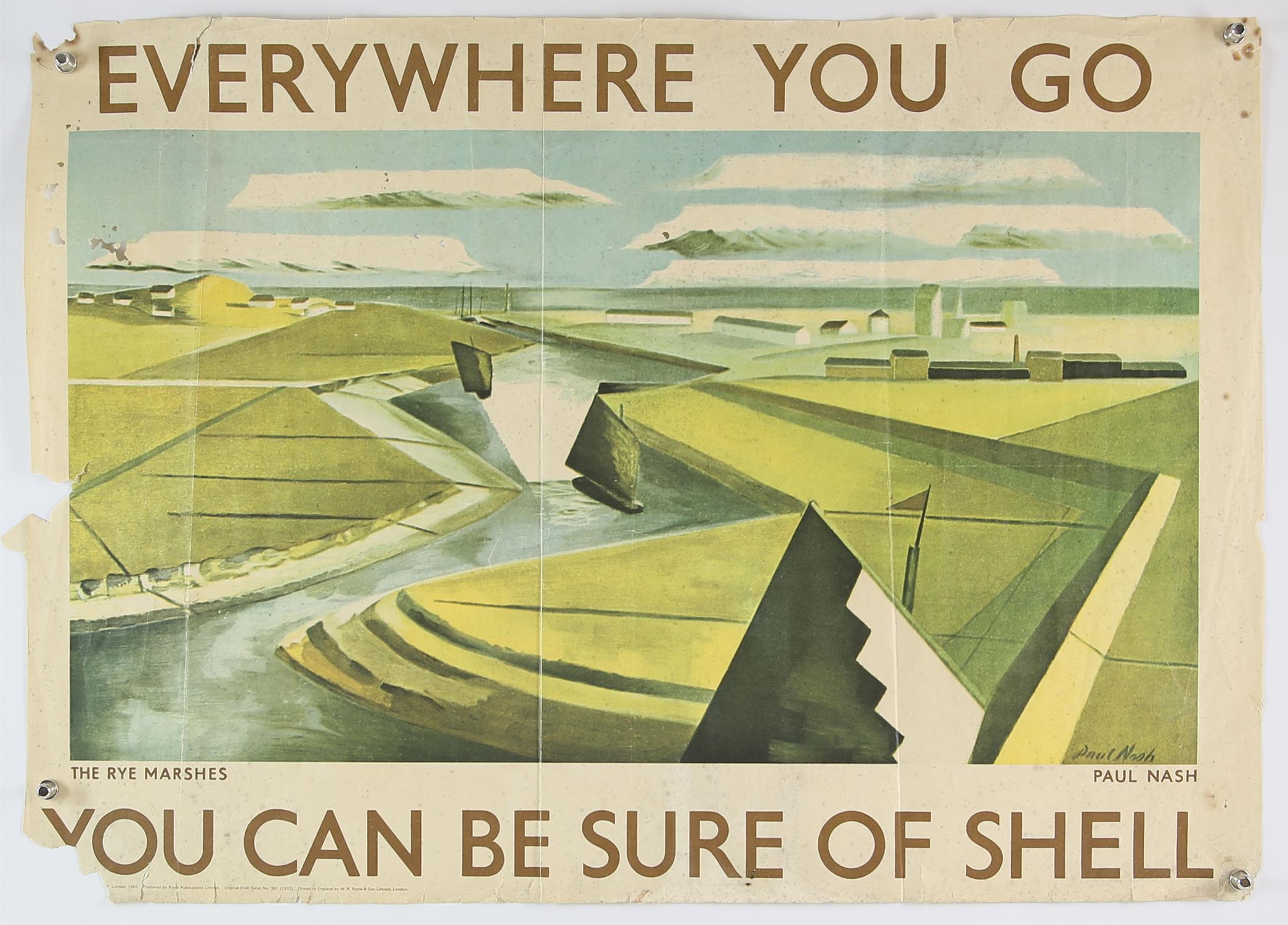 Everywhere You Go You can be sure of Shell - Vintage advertising poster, The Rye Marshes,