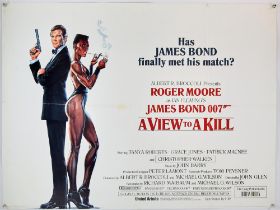 James Bond A View To A Kill (1985) British Quad film poster, style B, starring Roger Moore,