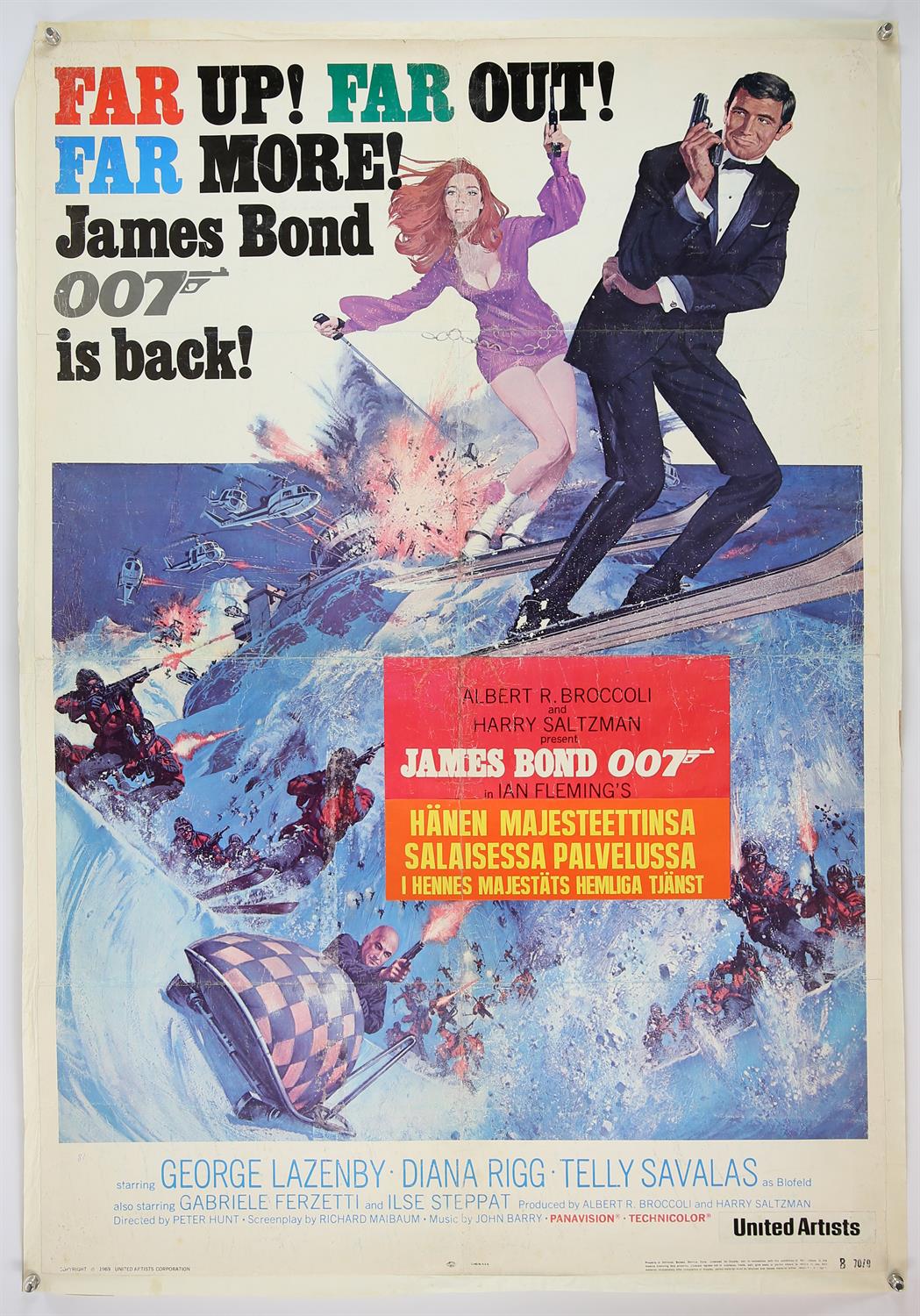 James Bond On Her Majesty's Secret Service (1969) One Sheet film poster, Style B, paper backed,