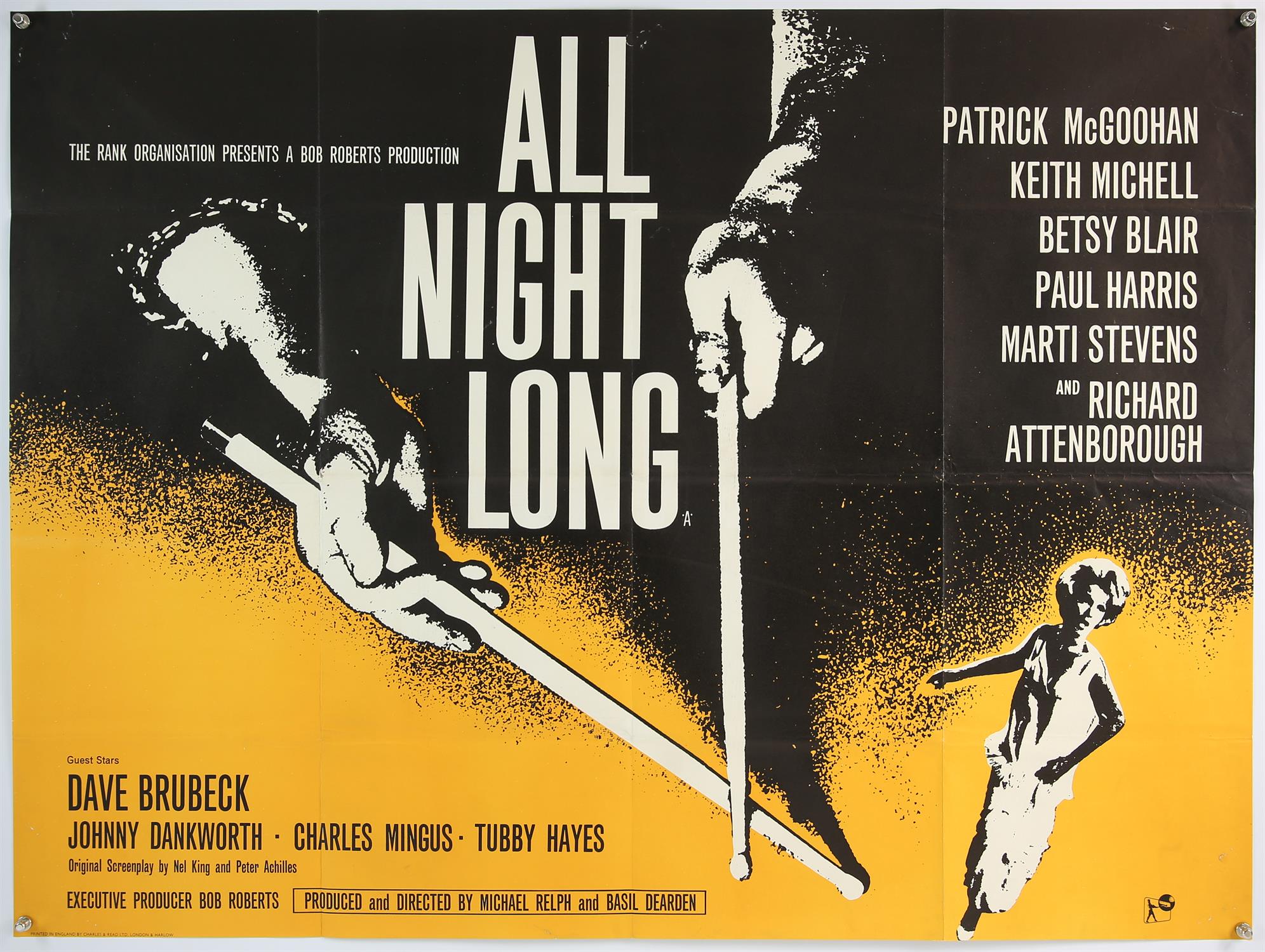 All Night Long (1962) British Quad film poster for the British noir set in the London Jazz scene
