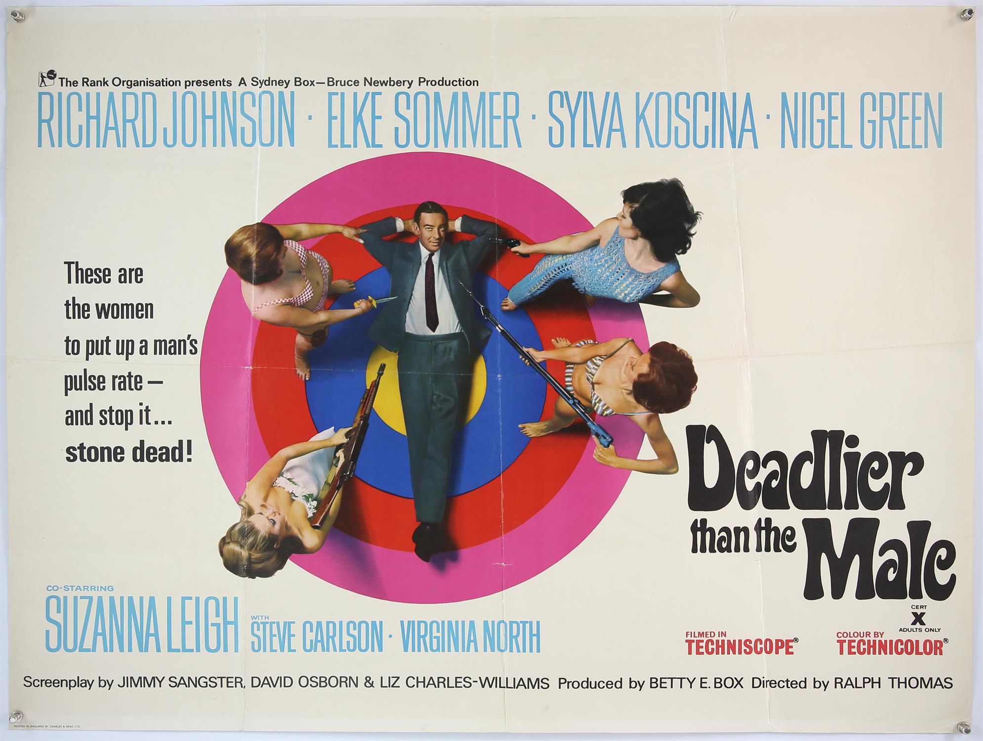 Three British Quad film posters from the 1960’s including Deadlier Than The Male (1967),