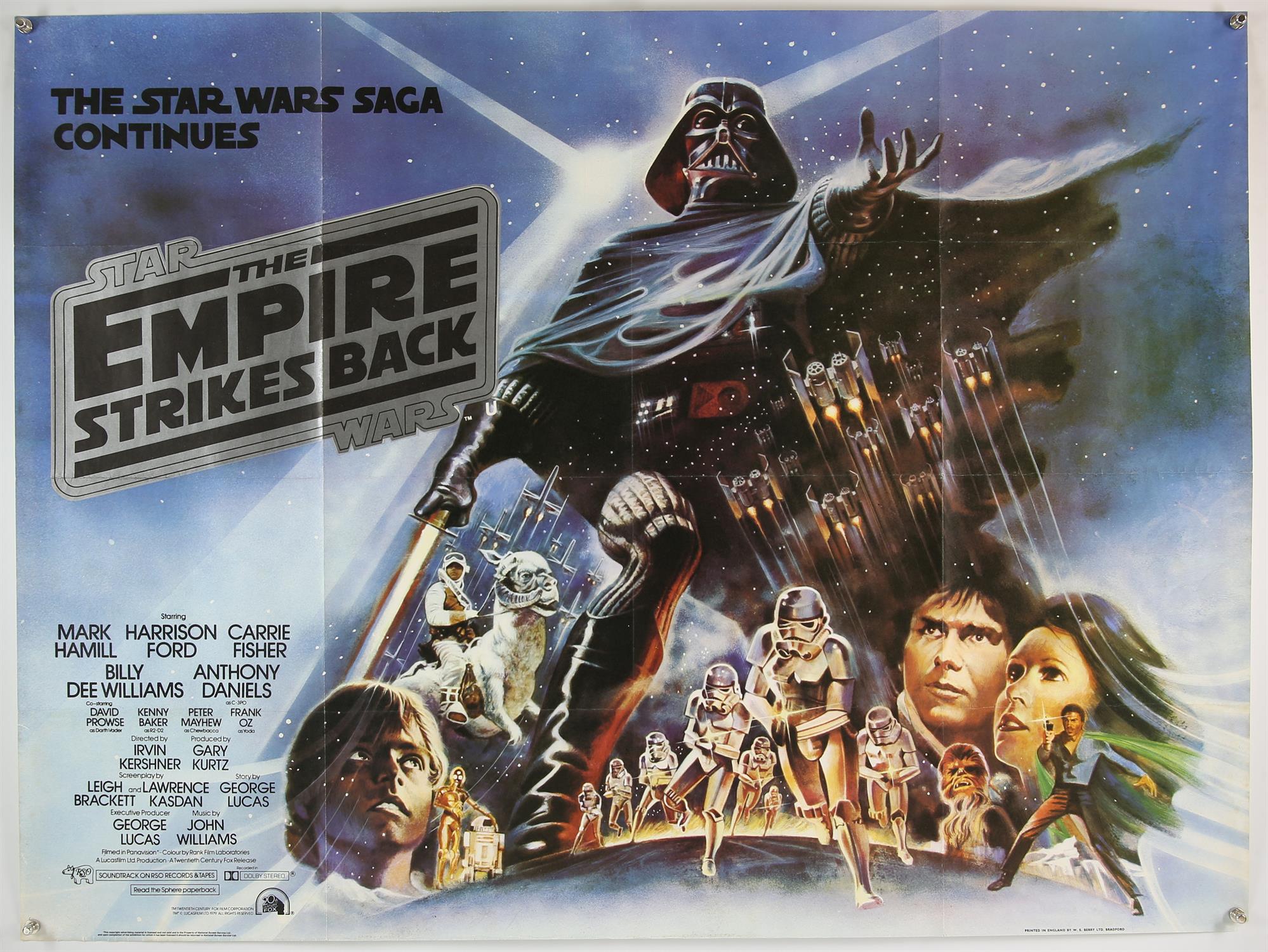 Star Wars The Empire Strikes Back (1980) British Quad film poster, artwork by Tom Jung, folded,