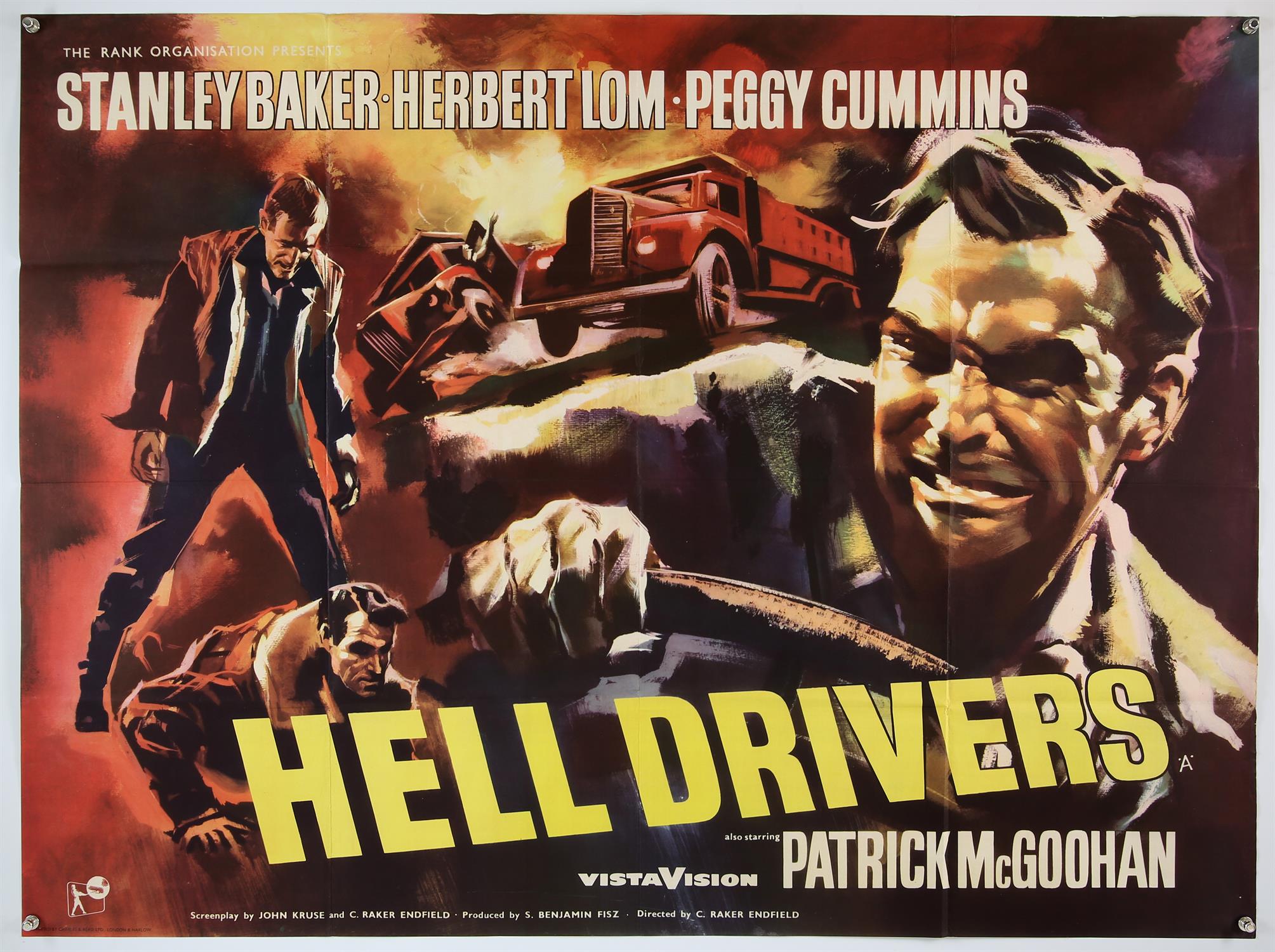 Hell Drivers (1957) British Quad film poster, starring Stanley Baker and Herbert Lam,