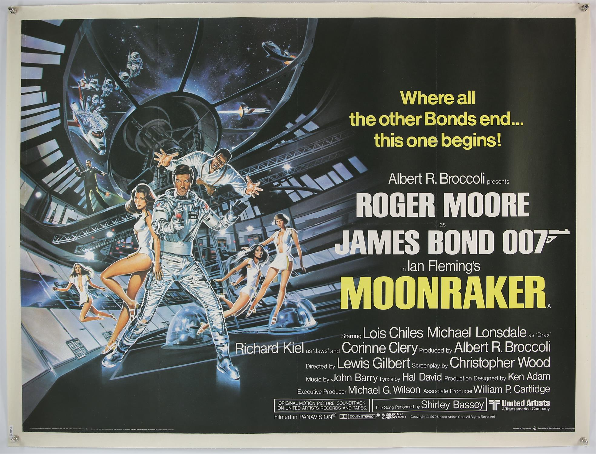 James Moonraker (1979) British Quad film poster, starring Roger Moore, linen backed, 30 x 40 inches.