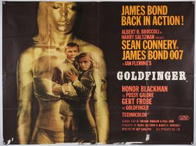 James Bond Goldfinger (1964) British Quad film poster, Style A, art by Robert Brownjohn,