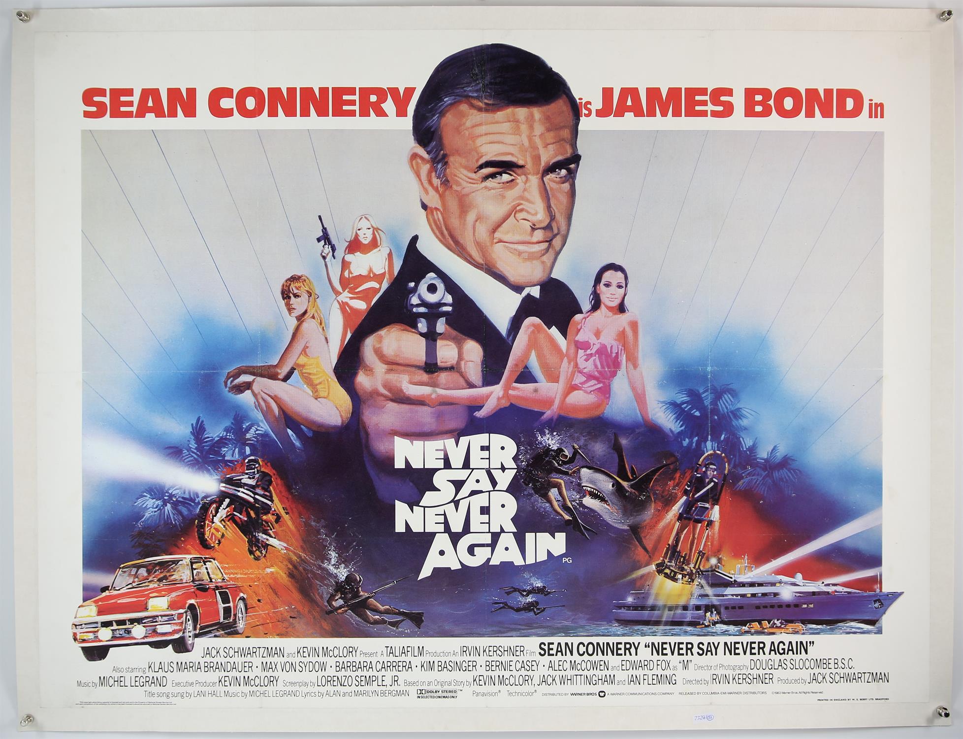 James Bond Never Say Never Again (1983) British Quad film poster, starring Sean Connery,