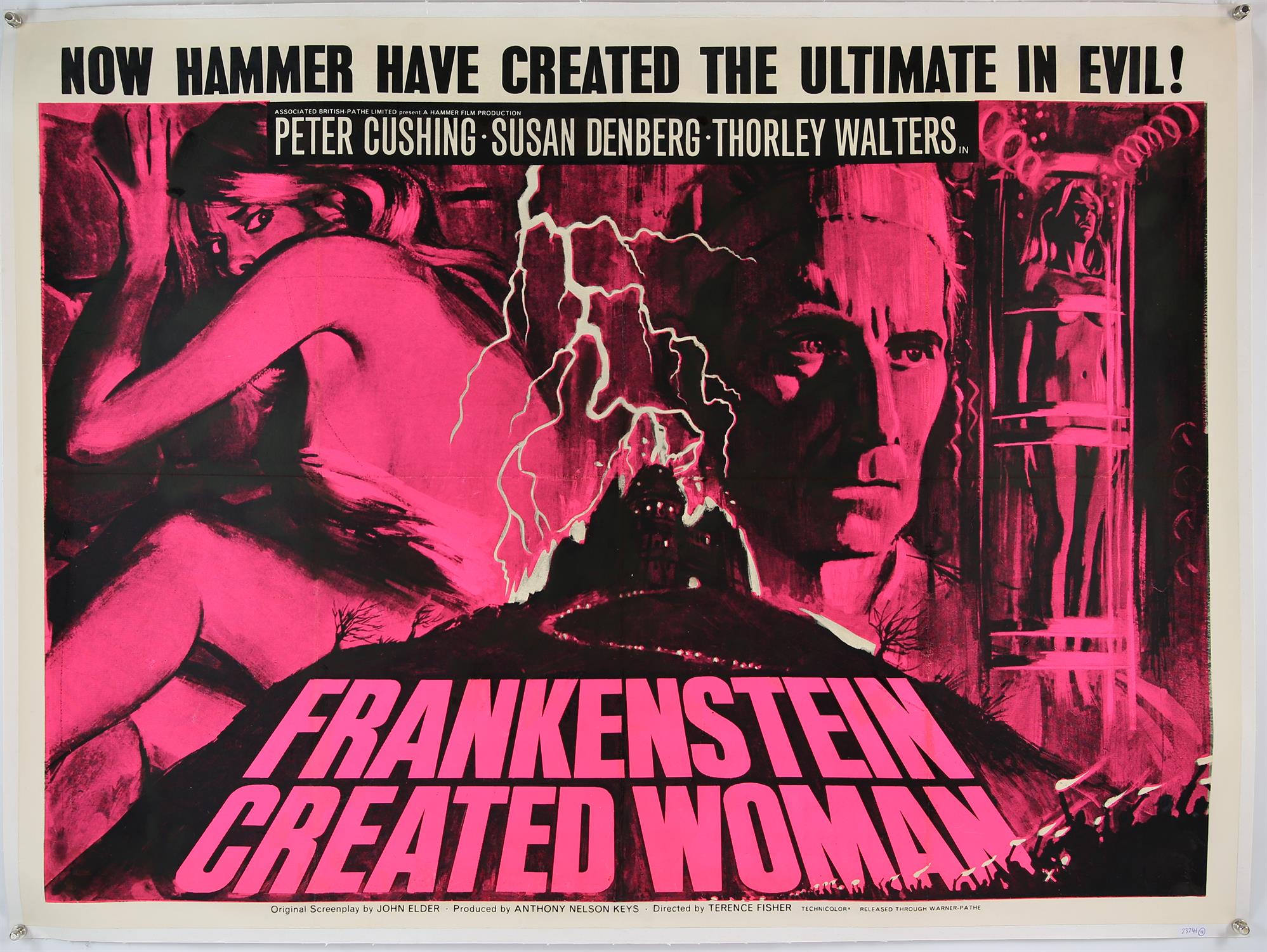 Frankenstein Created Woman (1967) British Quad film poster Hammer Horror directed by Terence Fisher