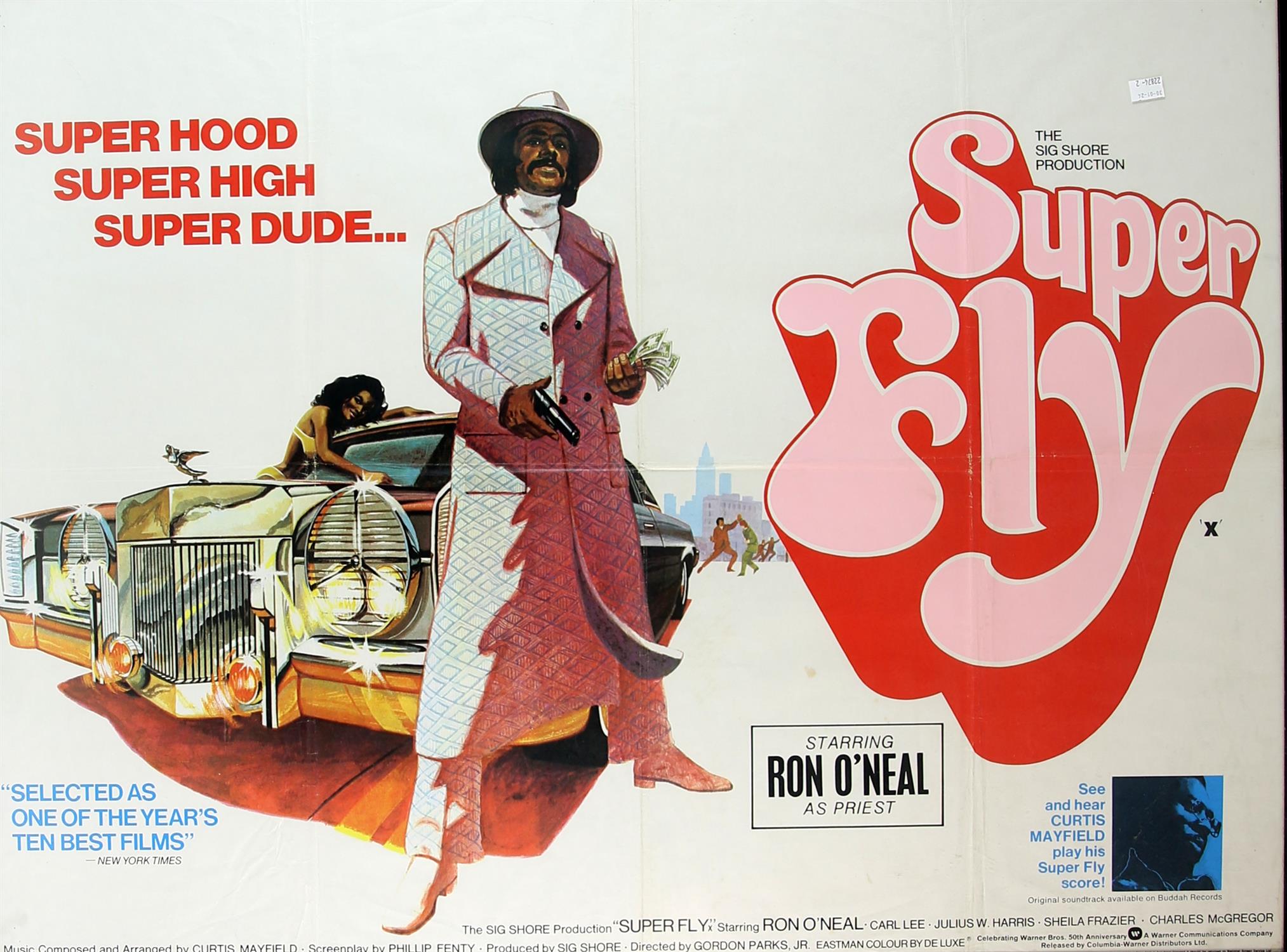 Superfly (1972) British Quad film poster, Blaxploitation starring Ron O'Neal, Columbia-Warner,