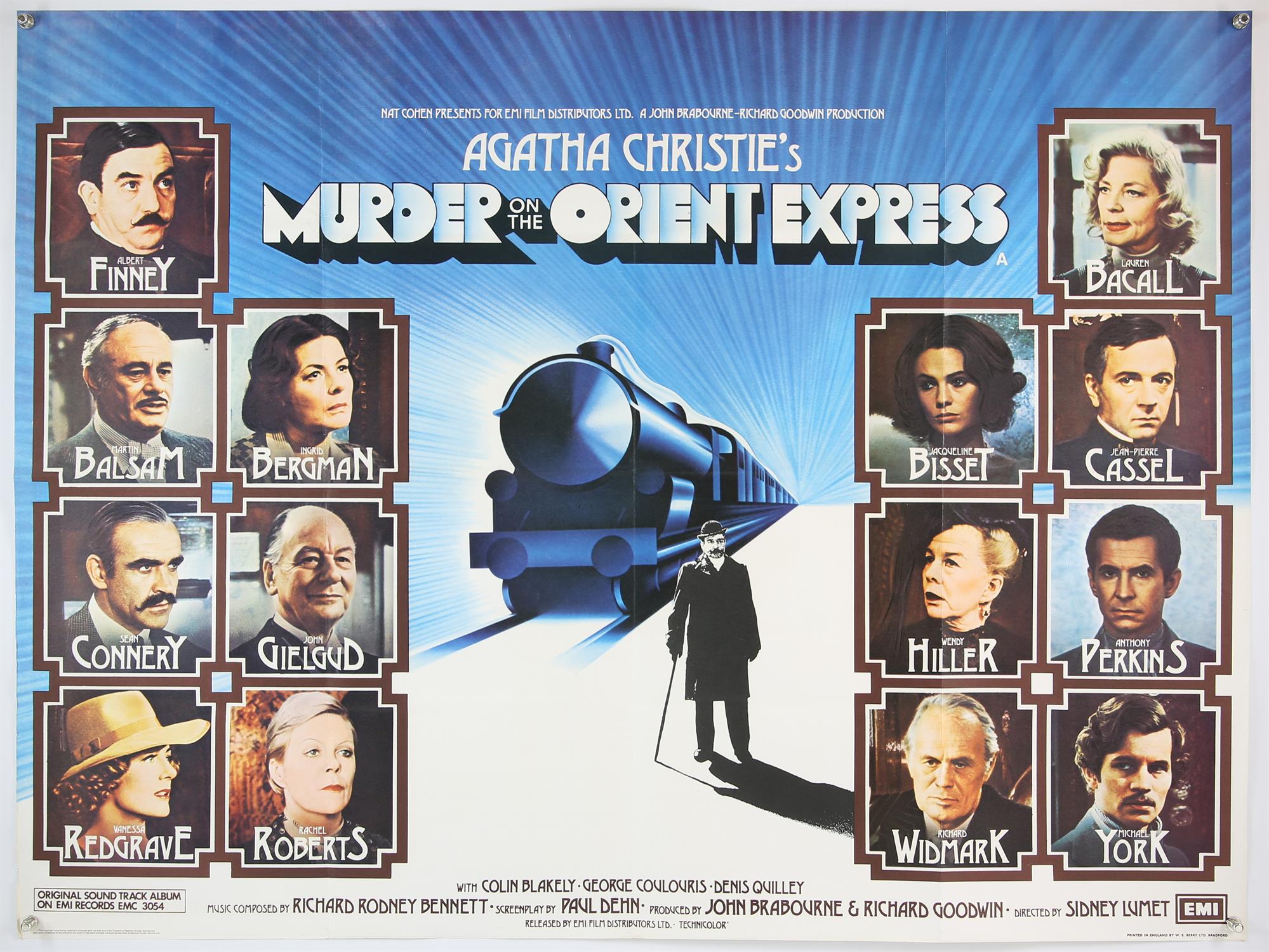 Murder On The Orient Express (1974) British Quad film poster, mystery by Agatha Christie, folded,
