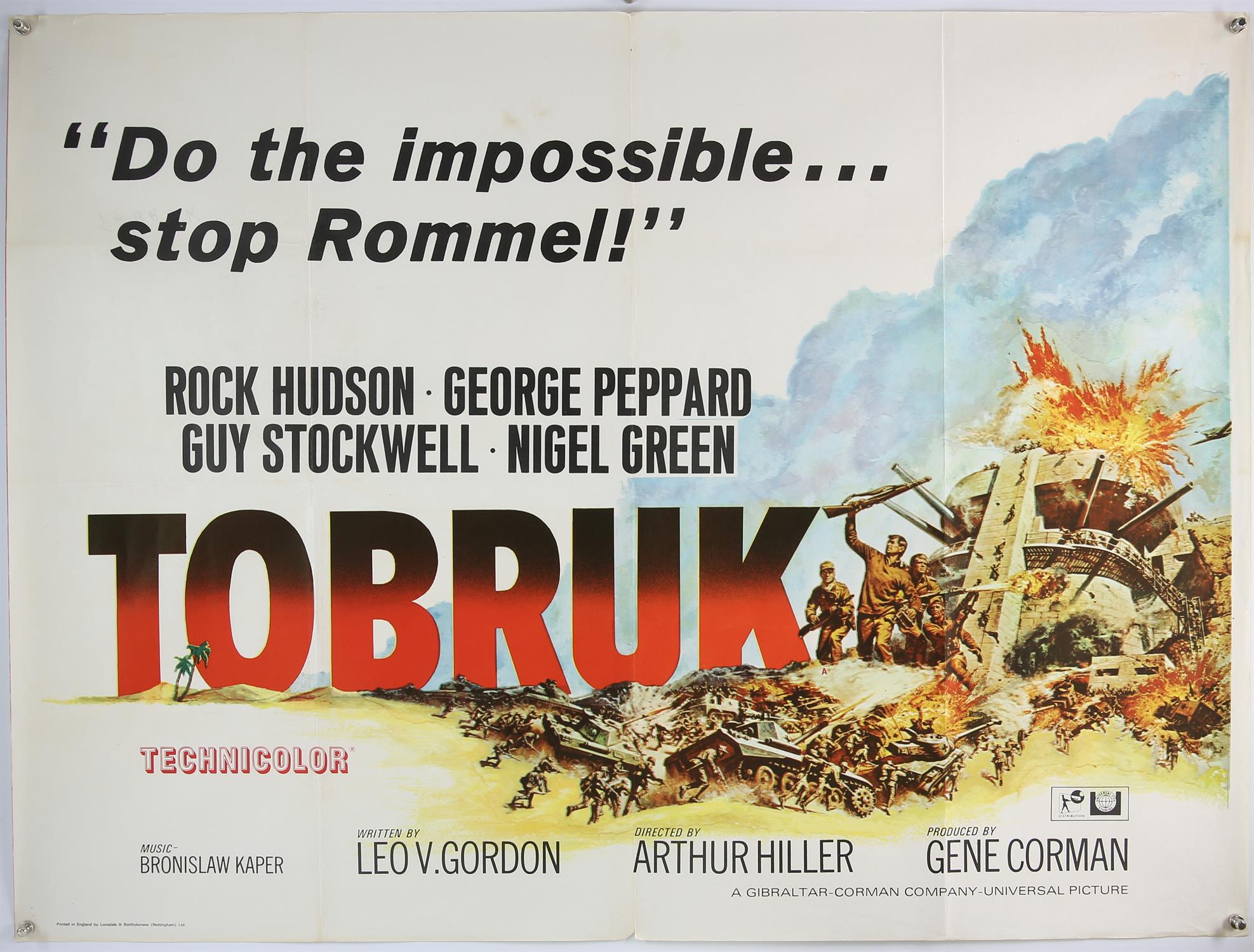 Four British Quad film posters for The Heroes of Telemark, Tora Tora Tora, Tobruk and Hell Below - Image 3 of 3