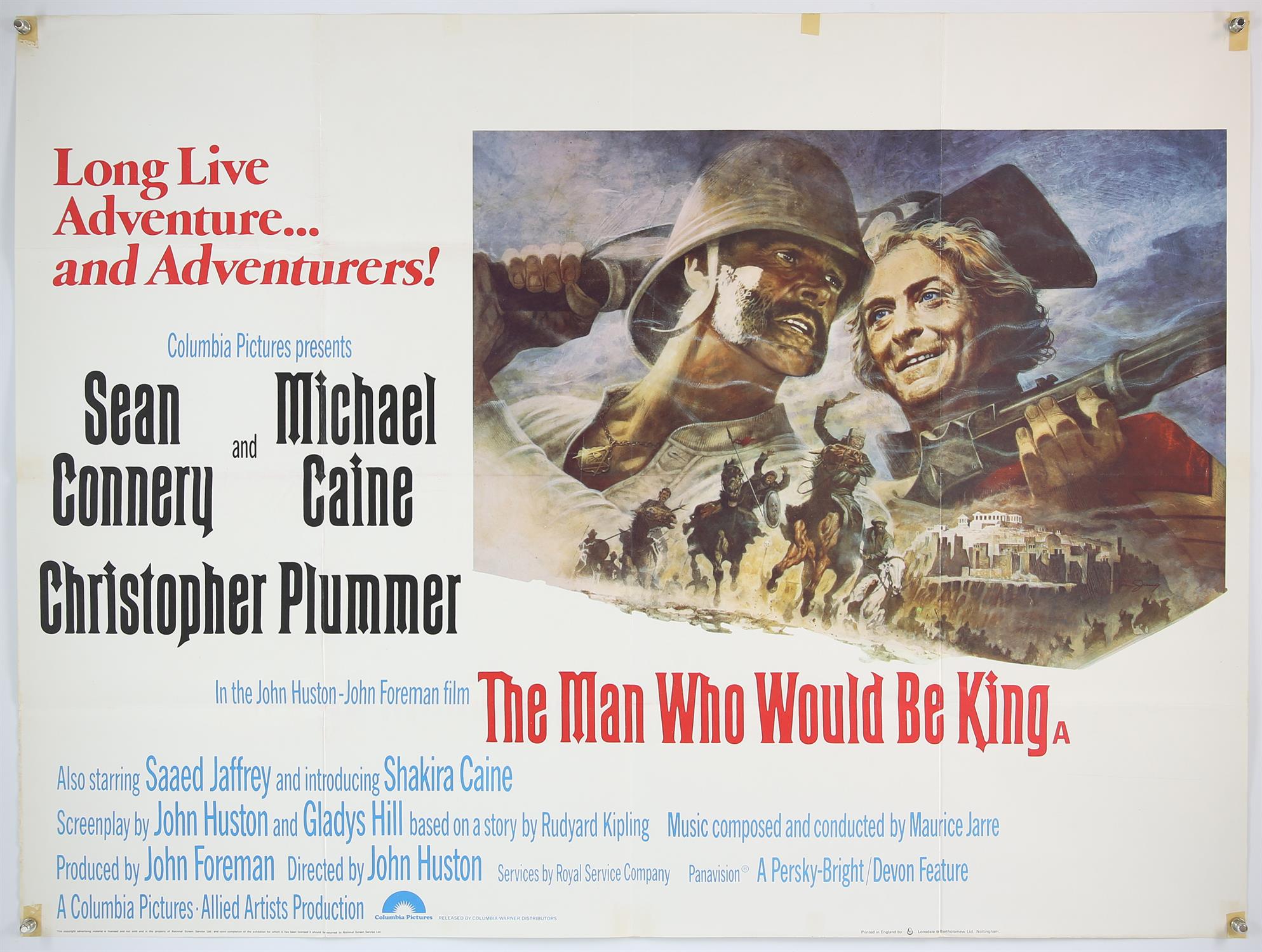 The Man Who Would Be King (1975) British Quad film poster for the adventure directed by John Huston,