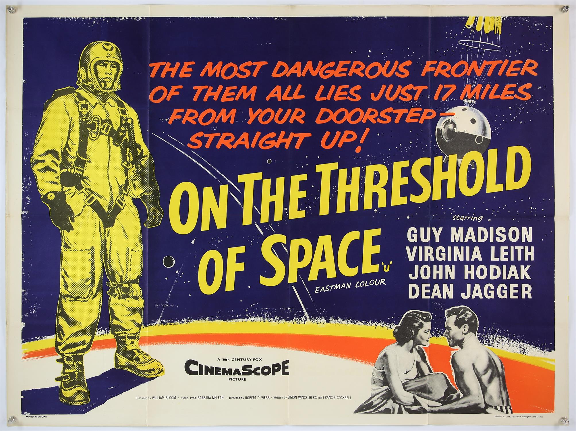 On the Threshold of Space (1956) British Quad film poster, folded, 30 x 40 inches.