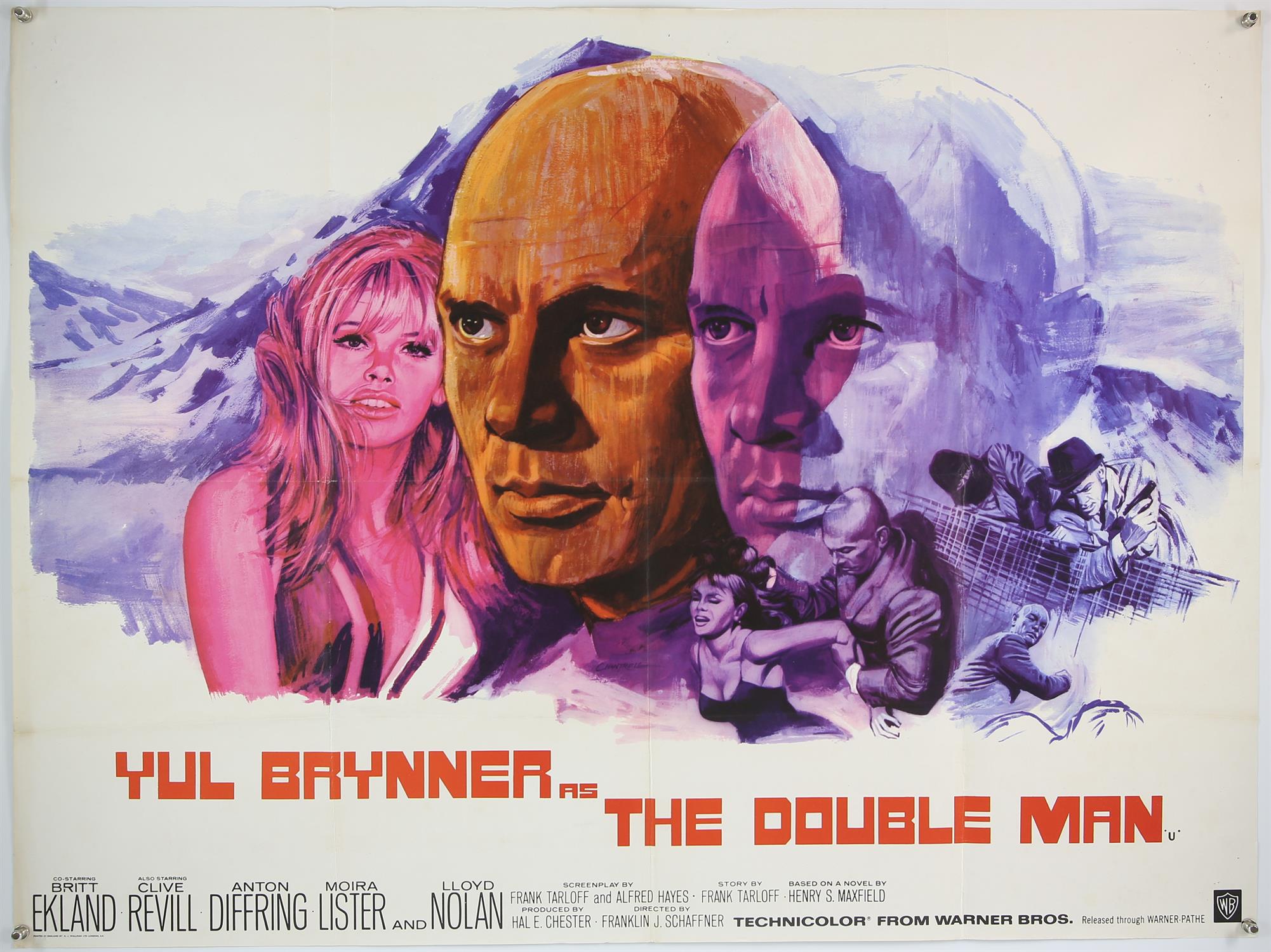 Ten British Quad film posters with artwork by Tom Chantrell including The Double Man (1967),