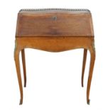 French rosewood and kingwood parquetry bonheur-du-jour, 19th Century, with brass gallery,